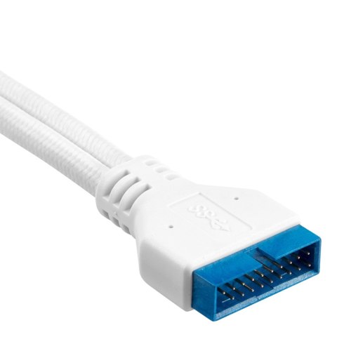 Zestaw przedłużacza do panelu przedniego Corsair Premium w oplocie, biały