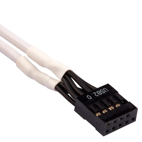 Zestaw przedłużacza do panelu przedniego Corsair Premium w oplocie, biały
