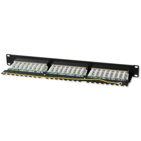 Patch Panel 1U STP 24x RJ45 Cat6 Czarny z Tacką