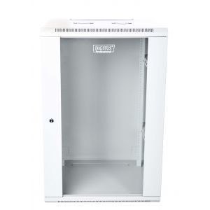 Szafa sieciowa wisząca 19" 18U rack 600x600, drzwi szyba, szary, niedzielona, złożona, 60kg