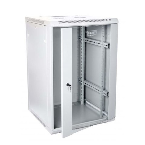 Szafa sieciowa wisząca 19" 18U rack 600x600, drzwi szyba, szary, niedzielona, złożona, 60kg