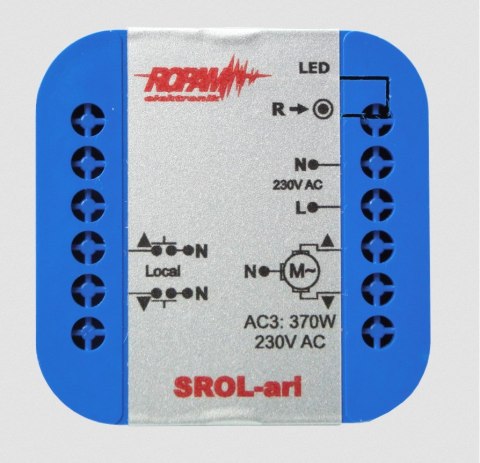 ROPAM SROL-ari bezprzewodowy, douszkowy sterownik rolety 230VAC, amperometryka, status rolety w aplikacji i panelu dotykowym (-I ROPAM SROL-ari bezprzewodowy, douszkowy sterownik rolety 230VAC, amperometryka, status rolety w aplikacji i panelu dotykowym (-I