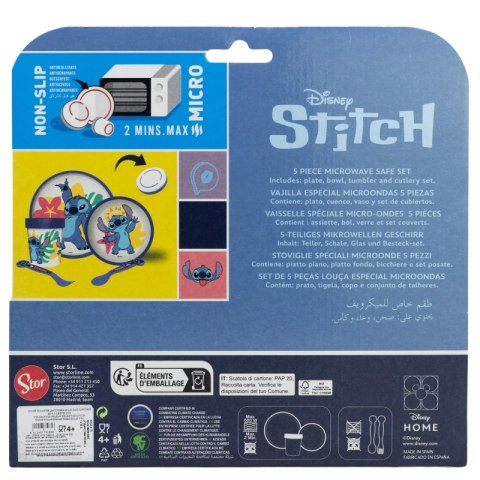 Disney Stitch - Antypoślizgowy zestaw naczyń do mikrofali 5 szt. (talerz, miska, kubeczek, widelec, łyżeczka) Disney Stitch - Antypoślizgowy zestaw naczyń do mikrofali 5 szt. (talerz, miska, kubeczek, widelec, łyżeczka)