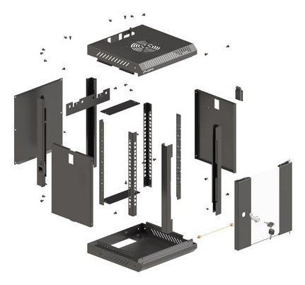 SZAFA INSTALACYJNA RACK WISZĄCA 10" 4U 300X300 CZARNA DRZWI PRZESZKLONE LANBERG (FLAT PACK)