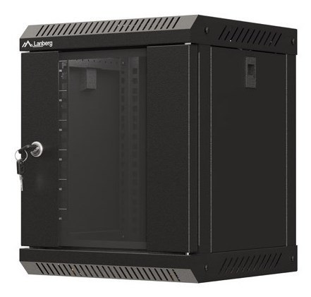 SZAFA INSTALACYJNA RACK WISZĄCA 10" 6U 300X300 CZARNA DRZWI PRZESZKLONE LANBERG (FLAT PACK)