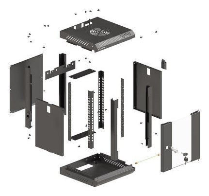 SZAFA INSTALACYJNA RACK WISZĄCA 10" 6U 300X300 CZARNA DRZWI PRZESZKLONE LANBERG (FLAT PACK)