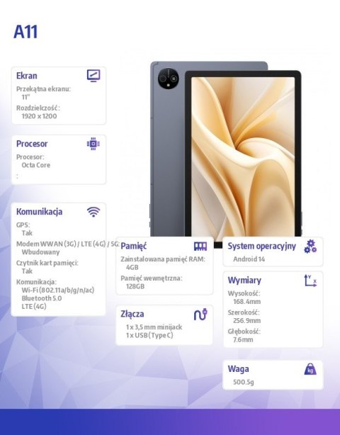Tablet A11 4GB/256GB Space Grey