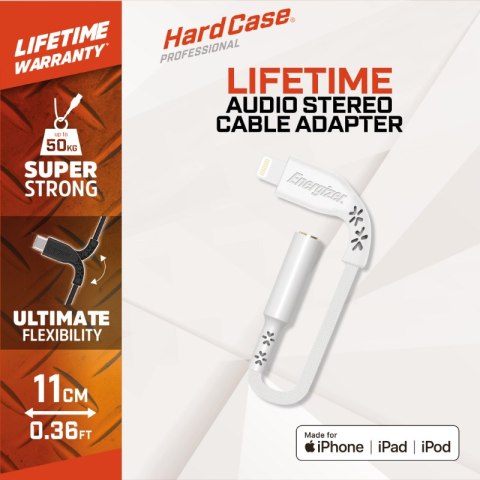 Energizer HardCase - Adapter audio Lightning do jack 3,5 mm certyfikat MFi 11 cm EU (Biały) dożywotnia gwarancja Energizer HardCase - Adapter audio Lightning do jack 3,5 mm certyfikat MFi 11 cm EU (Biały) dożywotnia gwarancja