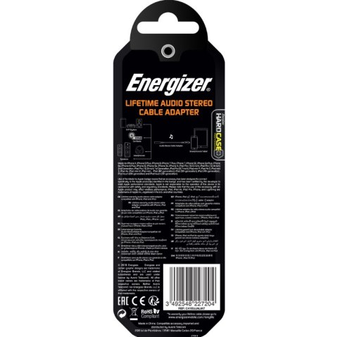 Energizer HardCase - Adapter audio Lightning do jack 3,5 mm certyfikat MFi 11 cm EU (Biały) dożywotnia gwarancja Energizer HardCase - Adapter audio Lightning do jack 3,5 mm certyfikat MFi 11 cm EU (Biały) dożywotnia gwarancja