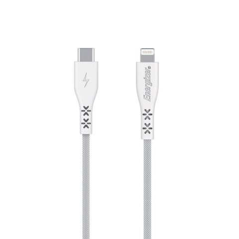 Energizer HardCase - Kabel połączeniowy USB-C do Lightning certyfikat MFi 1.2m (Biały) dożywotnia gwarancja Energizer HardCase - Kabel połączeniowy USB-C do Lightning certyfikat MFi 1.2m (Biały) dożywotnia gwarancja