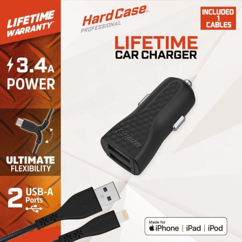 Energizer HardCase - Ładowarka samochodowa 2x USB-A 17W 3.4A + Kabel Lightning certyfikat MFi (Czarny) Energizer HardCase - Ładowarka samochodowa 2x USB-A 17W 3.4A + Kabel Lightning certyfikat MFi (Czarny)