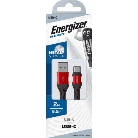 Energizer Ultimate - Kabel połączeniowy USB-A do USB-C 2m (Czerwony) Energizer Ultimate - Kabel połączeniowy USB-A do USB-C 2m (Czerwony)