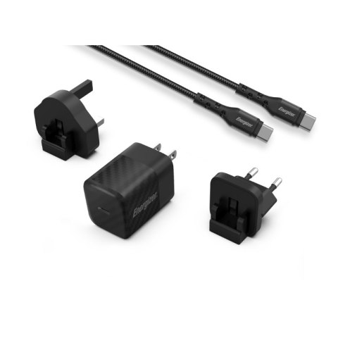 Energizer Ultimate - Ładowarka sieciowa Multiplug EU / UK / US GaN USB-C 20W PD + kabel USB-C (Czarny) Energizer Ultimate - Ładowarka sieciowa Multiplug EU / UK / US GaN USB-C 20W PD + kabel USB-C (Czarny)