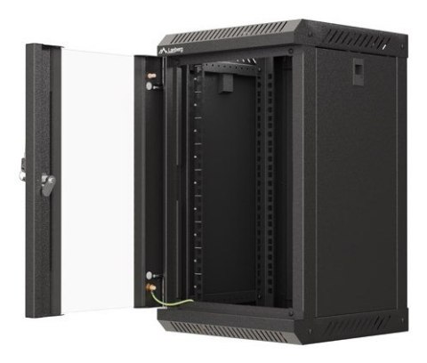 SZAFA INSTALACYJNA RACK WISZĄCA 10" 9U 300X300 CZARNA DRZWI PRZESZKLONE LANBERG (FLAT PACK)