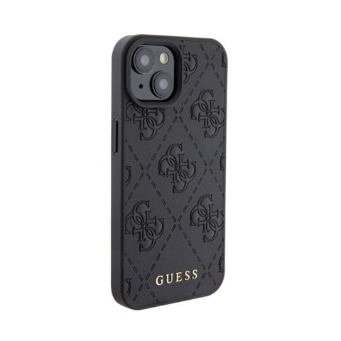Guess Leather 4G Stamped - Etui iPhone 15 (czarny)