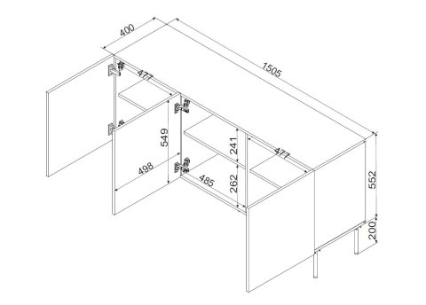 Komoda 3D PALAZZO BIS 151x40x75 biały mat Komoda 3D PALAZZO BIS 151x40x75 biały mat