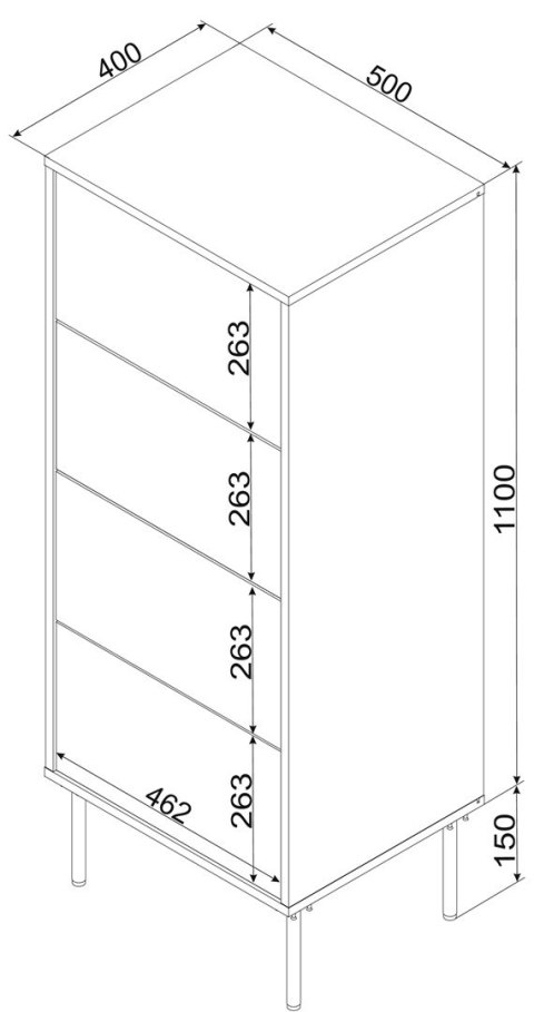 Komoda 4S TRESSE 50x40x125 zieleń mat Komoda 4S TRESSE 50x40x125 zieleń mat