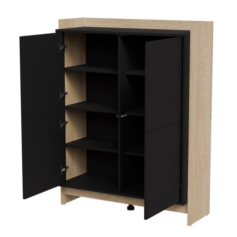 Komoda PORTO 100x38x130 dąb/czarny Komoda PORTO 100x38x130 dąb/czarny