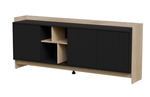 Komoda PORTO 3D 190x38x77 dąb/czarny Komoda PORTO 3D 190x38x77 dąb/czarny
