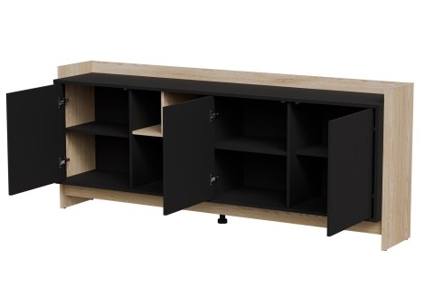 Komoda PORTO 3D 190x38x77 dąb/czarny Komoda PORTO 3D 190x38x77 dąb/czarny