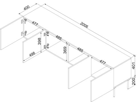 Szafka RTV SIENA 200x40x60 czarny mat Szafka RTV SIENA 200x40x60 czarny mat