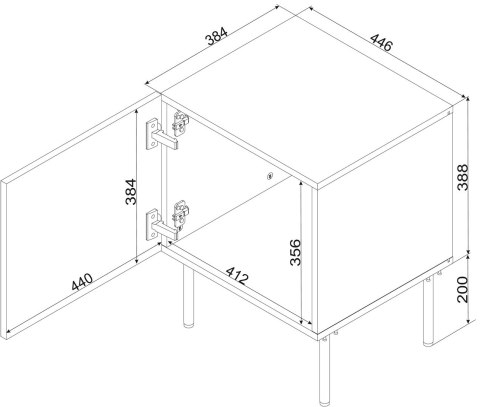 Szafka nocna 2sz PALAZZO BIS 45x39xH59 biały mat Szafka nocna 2sz PALAZZO BIS 45x39xH59 biały mat