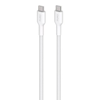 PURO Fabric - Kabel w oplocie heavy duty USB-C do USB-C 1,2m (biały)