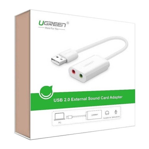 Zewnętrzna karta dźwiękowa USB UGREEN US205 15cm (biały) Zewnętrzna karta dźwiękowa USB UGREEN US205 15cm (biały)