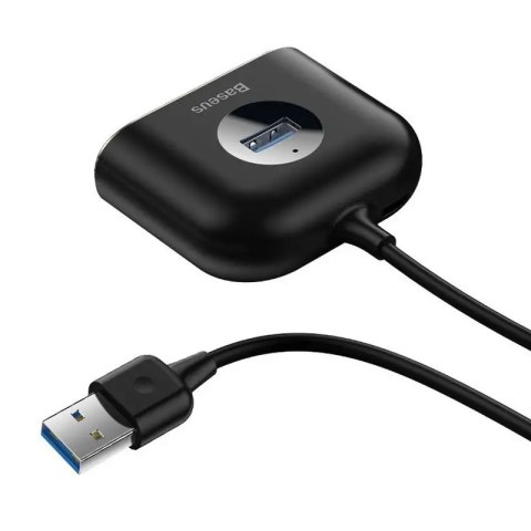 Adapter USB 4w1 Baseus Square Round, HUB USB 3.0 do 1x USB 3.0 + 3x USB 2.0, 1m (czarny)