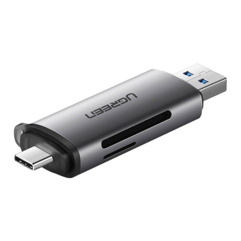 Adapter USB + USB-C UGREEN CM185 czytnik kart SD + microSD (szary) Adapter USB + USB-C UGREEN CM185 czytnik kart SD + microSD (szary)