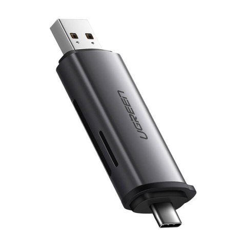 Adapter USB + USB-C UGREEN CM185 czytnik kart SD + microSD (szary) Adapter USB + USB-C UGREEN CM185 czytnik kart SD + microSD (szary)