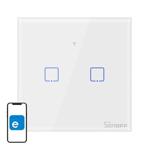 Dotykowy włącznik światła WiFi Sonoff T0 EU TX (2-kanałowy) Dotykowy włącznik światła WiFi Sonoff T0 EU TX (2-kanałowy)