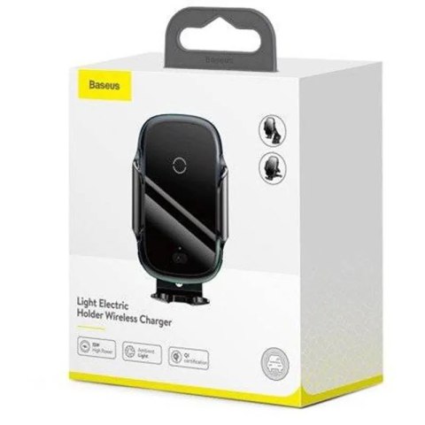 Samochodowy uchwyt Baseus Light Electric Holder z ładowarką indukcyjną Qi (czarny) Samochodowy uchwyt Baseus Light Electric Holder z ładowarką indukcyjną Qi (czarny)
