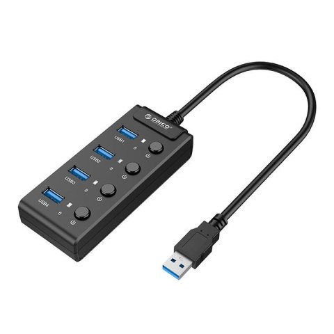 Hub USB 3.0. Orico z włącznikami, 4x USB (czarny) Hub USB 3.0. Orico z włącznikami, 4x USB (czarny)