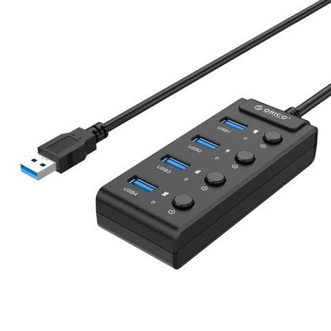 Hub USB 3.0. Orico z włącznikami, 4x USB (czarny) Hub USB 3.0. Orico z włącznikami, 4x USB (czarny)