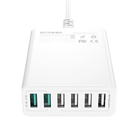 Ładowarka 6x USB Blitzwolf BW-S15, QC 3.0, 60W (biały) Ładowarka 6x USB Blitzwolf BW-S15, QC 3.0, 60W (biały)