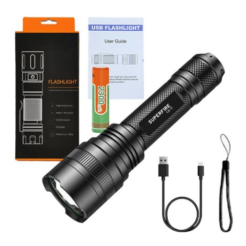 Latarka Superfire C8-H, 1200lm, USB Latarka Superfire C8-H, 1200lm, USB