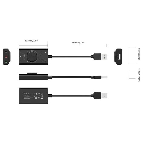 Zewnętrzna karta dźwiękowa Orico USB 2.0, 10cm Zewnętrzna karta dźwiękowa Orico USB 2.0, 10cm