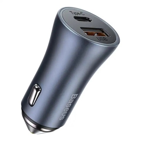 Ładowarka samochodowa Baseus Golden Contactor Pro, USB + USB-C, QC4.0+, PD, SCP, 40W (szara)