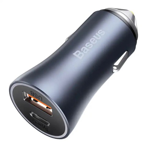Ładowarka samochodowa Baseus Golden Contactor Pro, USB + USB-C, QC4.0+, PD, SCP, 40W (szara)