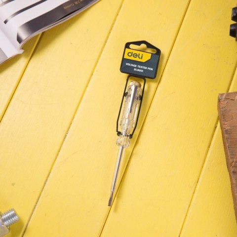 Próbnik napięcia Deli Tools EDL8001, 100-250V (biały)