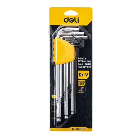 Zestaw kluczy imbusowych Deli Tools EDL3090, 1.5-10mm (srebrny) Zestaw kluczy imbusowych Deli Tools EDL3090, 1.5-10mm (srebrny)