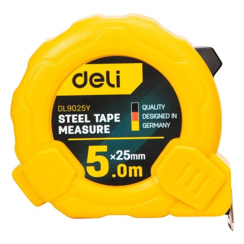 Miara zwijana Deli Tools EDL9025Y, 5m/25mm (żółta) Miara zwijana Deli Tools EDL9025Y, 5m/25mm (żółta)