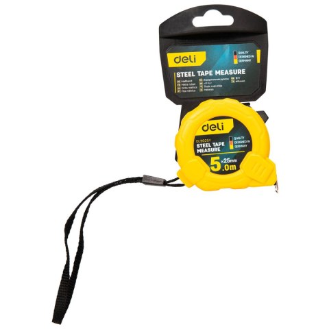 Miara zwijana Deli Tools EDL9025Y, 5m/25mm (żółta) Miara zwijana Deli Tools EDL9025Y, 5m/25mm (żółta)