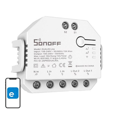 Inteligentny przełącznik WiFi Sonoff Dual R3 Lite Inteligentny przełącznik WiFi Sonoff Dual R3 Lite