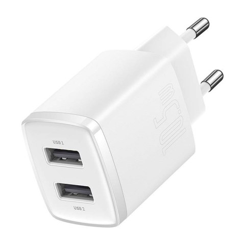 Ładowarka sieciowa Baseus Compact Quick Charger, 2x USB, 10.5W (biała) Ładowarka sieciowa Baseus Compact Quick Charger, 2x USB, 10.5W (biała)