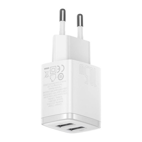 Ładowarka sieciowa Baseus Compact Quick Charger, 2x USB, 10.5W (biała) Ładowarka sieciowa Baseus Compact Quick Charger, 2x USB, 10.5W (biała)