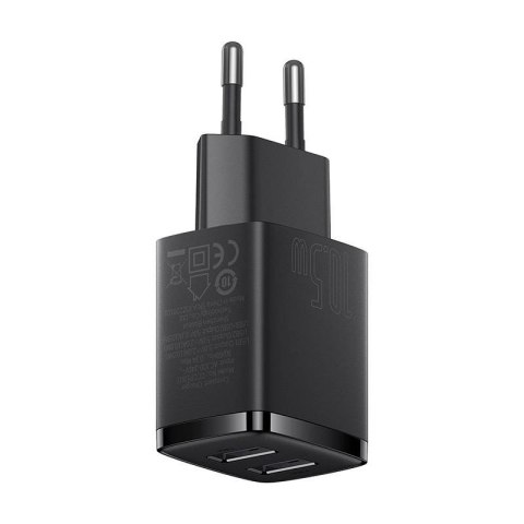 Ładowarka sieciowa Baseus Compact Quick Charger, 2x USB, 10.5W (czarna) Ładowarka sieciowa Baseus Compact Quick Charger, 2x USB, 10.5W (czarna)