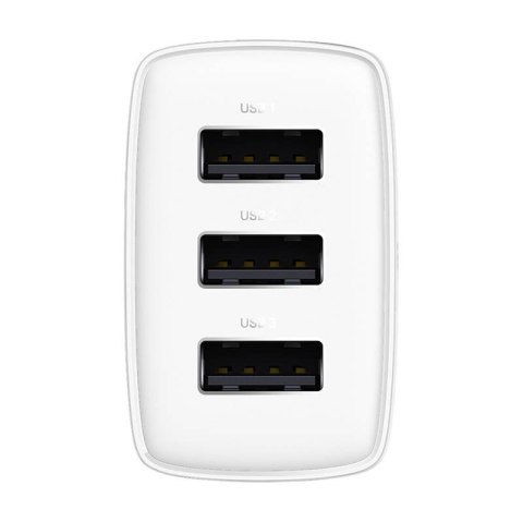 Ładowarka sieciowa Baseus Compact Quick Charger, 3x USB, 17W (biała)