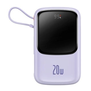 Powerbank Baseus Qpow Pro z kablem Lightning, USB-C, USB, 10000mAh, 20W (fioletowy)